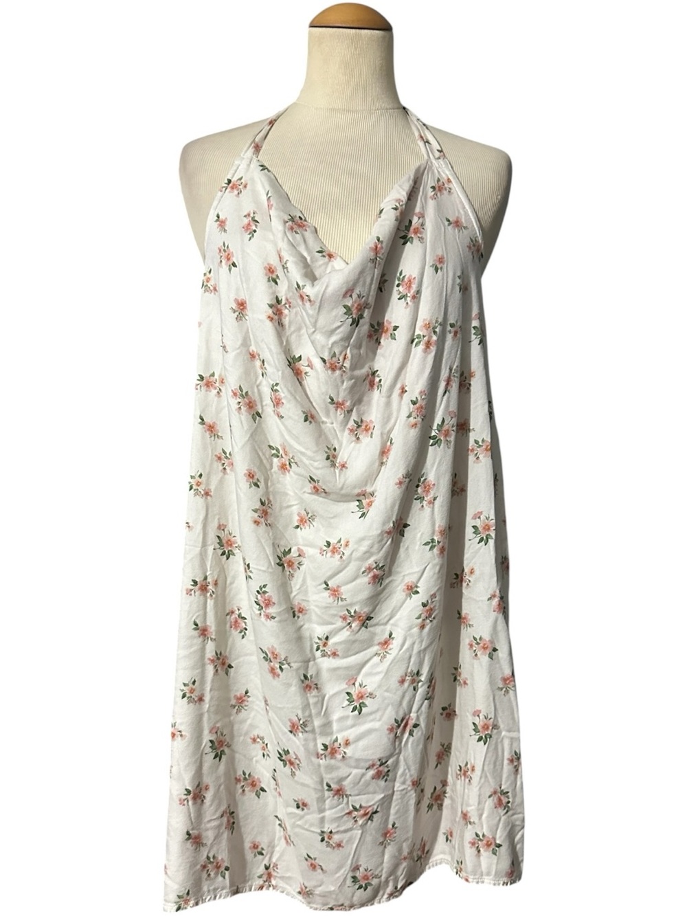 American Eagle Halter Neck Floral Cottagecore Dress Ivory Size L